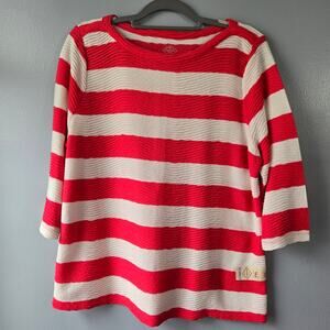 St Johns Bay Pucker Texture 3/4 Sleeve Round Neck Striped Top - Womens PXL NWT